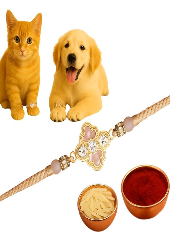 Sage Square Raksha Bandhan Rakhi for Pet Dogs & Cats | Evil Eye Resin Paw Rakhi | Adorable Beaded Thread for Furry Companions (Design 3) - Image 1